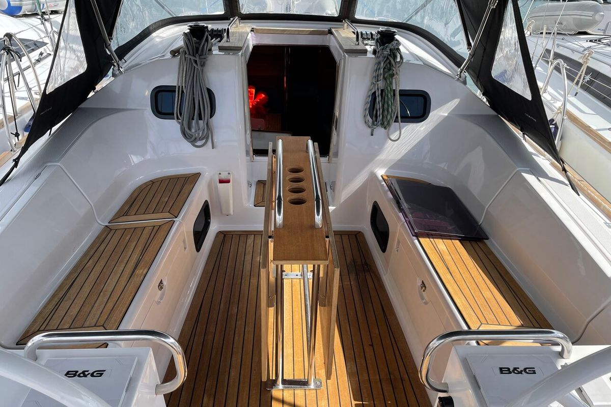 Deck of Blu, a Elan Impression 40.1 sailboat at Grad Pula, Croatia