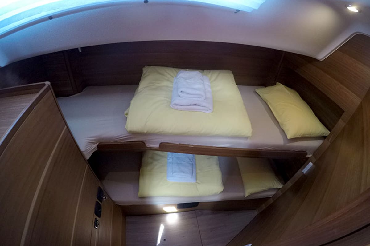 Cabin on Evana, a Elan Impression 50.1 sailboat at Grad Šibenik, Croatia