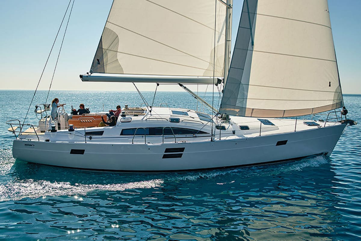 Exterior view of Evana, a Elan Impression 50.1 sailboat at Grad Šibenik, Croatia