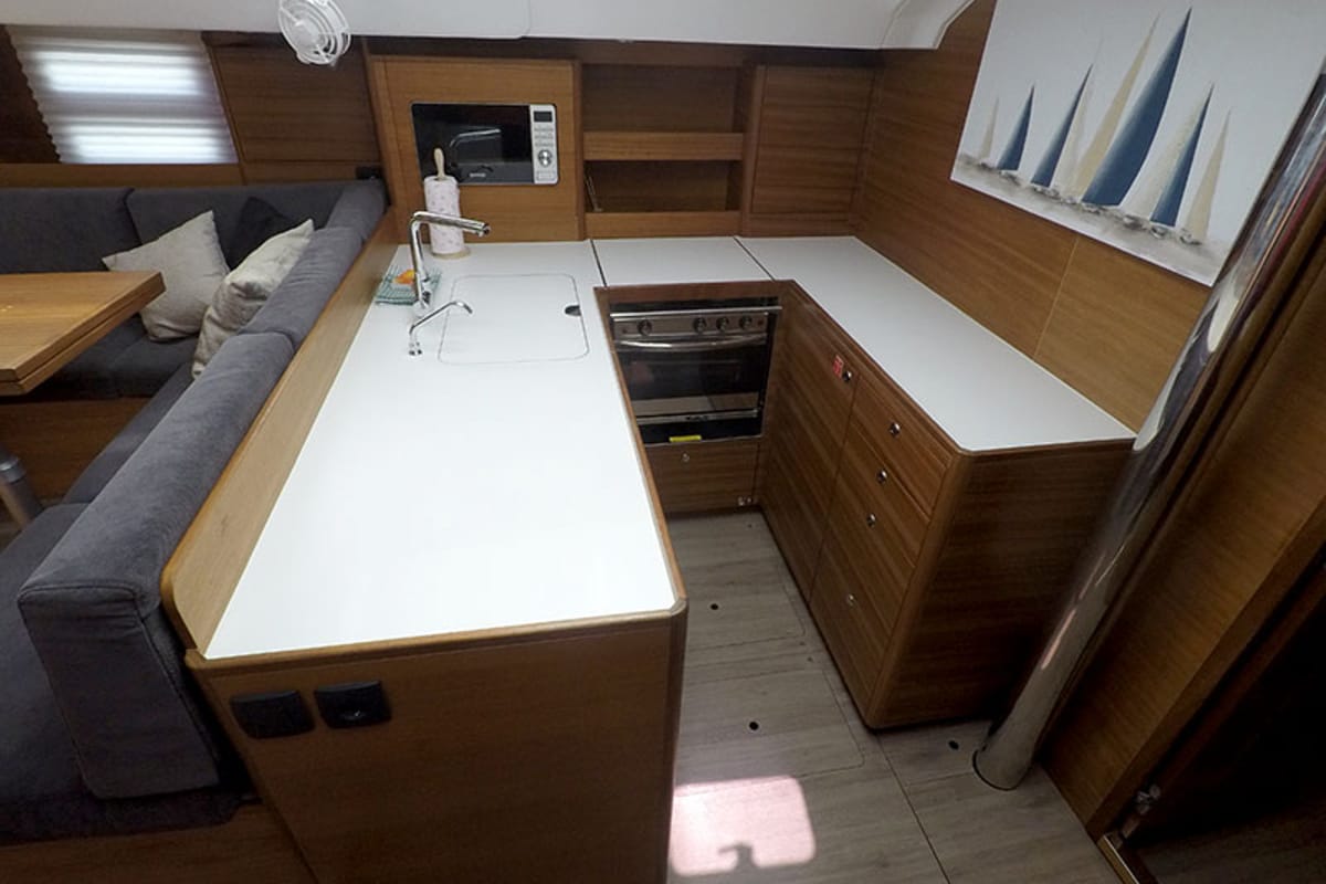 Galley of Evana, a Elan Impression 50.1 sailboat at Grad Šibenik, Croatia