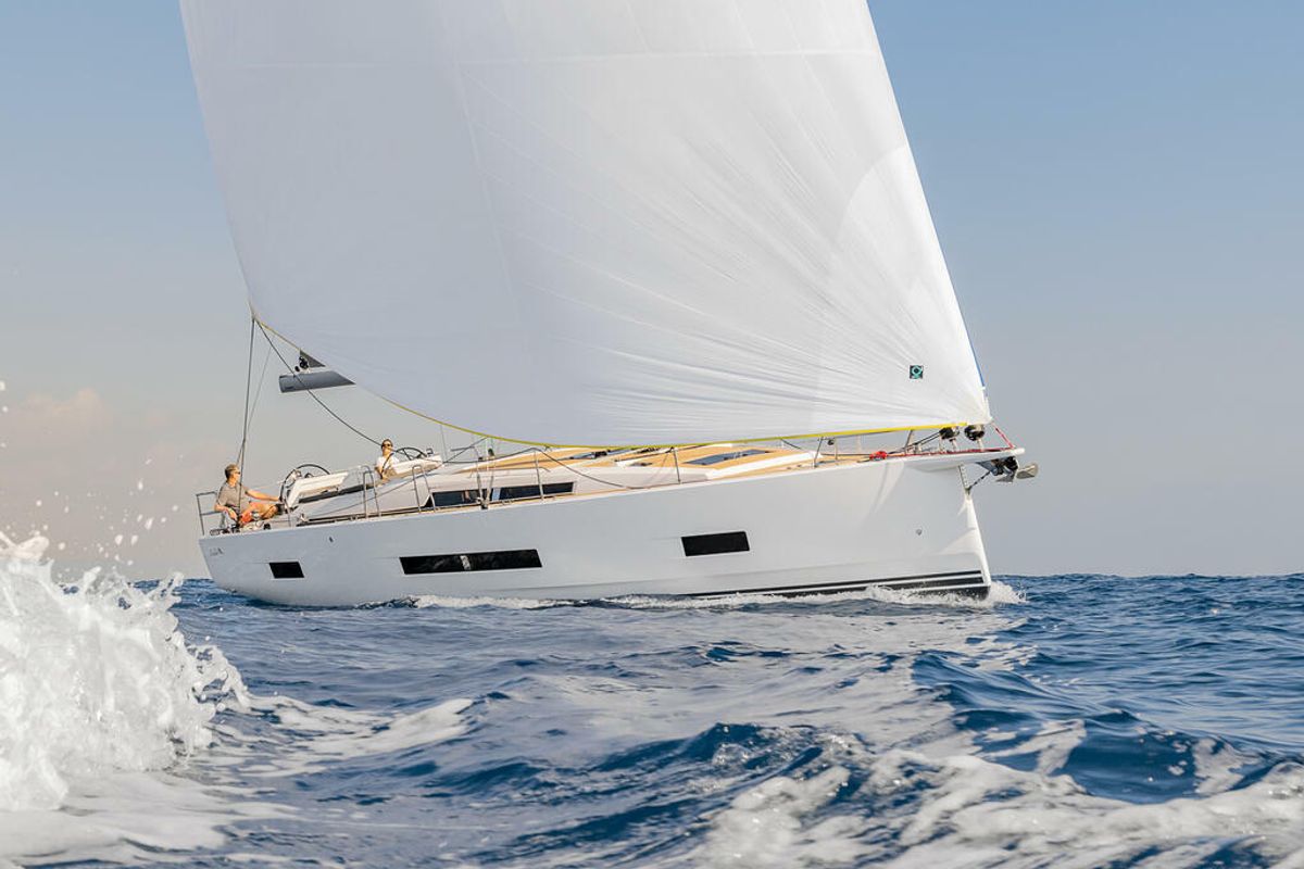 Exterior view of Time Off, a Hanse Yachts Hanse 460 sailboat at Rosignano Solvay, Italy