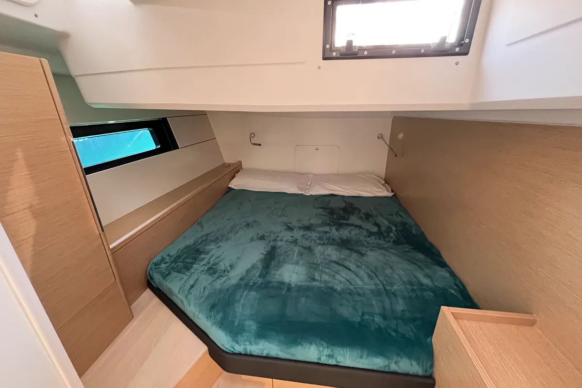 Cabin on Time Off, a Hanse Yachts Hanse 460 sailboat at Rosignano Solvay, Italy