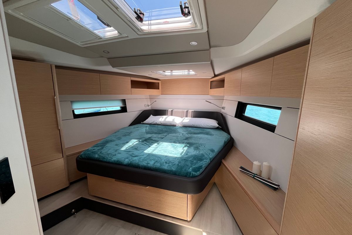 Cabin on Time Off, a Hanse Yachts Hanse 460 sailboat at Rosignano Solvay, Italy