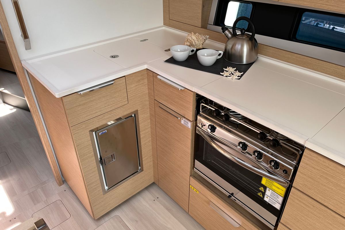 Galley of Time Off, a Hanse Yachts Hanse 460 sailboat at Rosignano Solvay, Italy