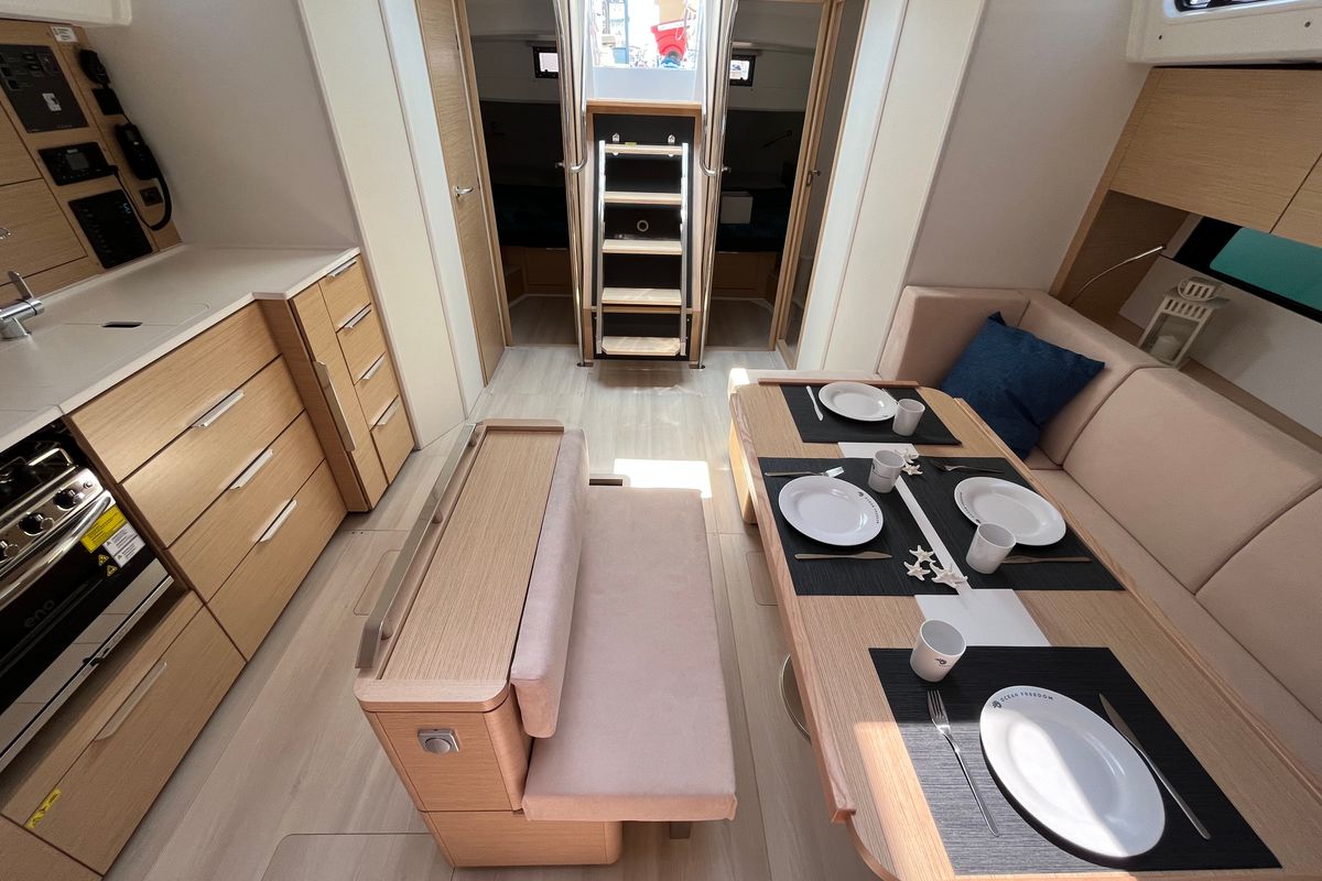 Salon of Time Off, a Hanse Yachts Hanse 460 sailboat at Rosignano Solvay, Italy