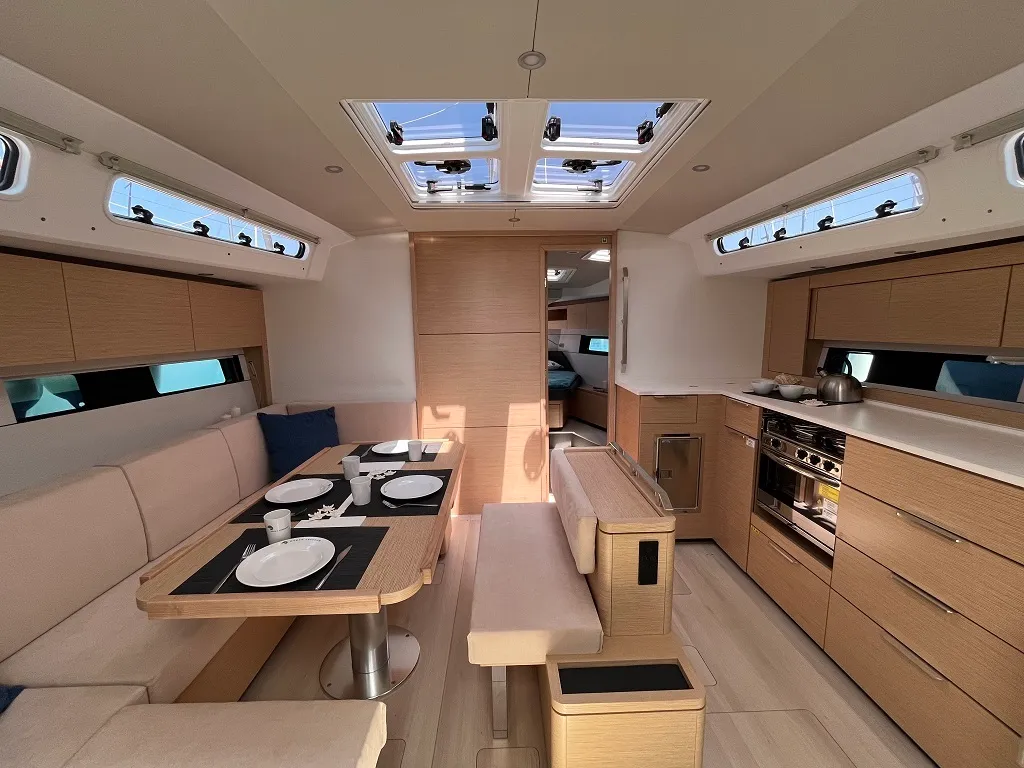 Salon of Time Off, a Hanse Yachts Hanse 460 sailboat at Rosignano Solvay, Italy