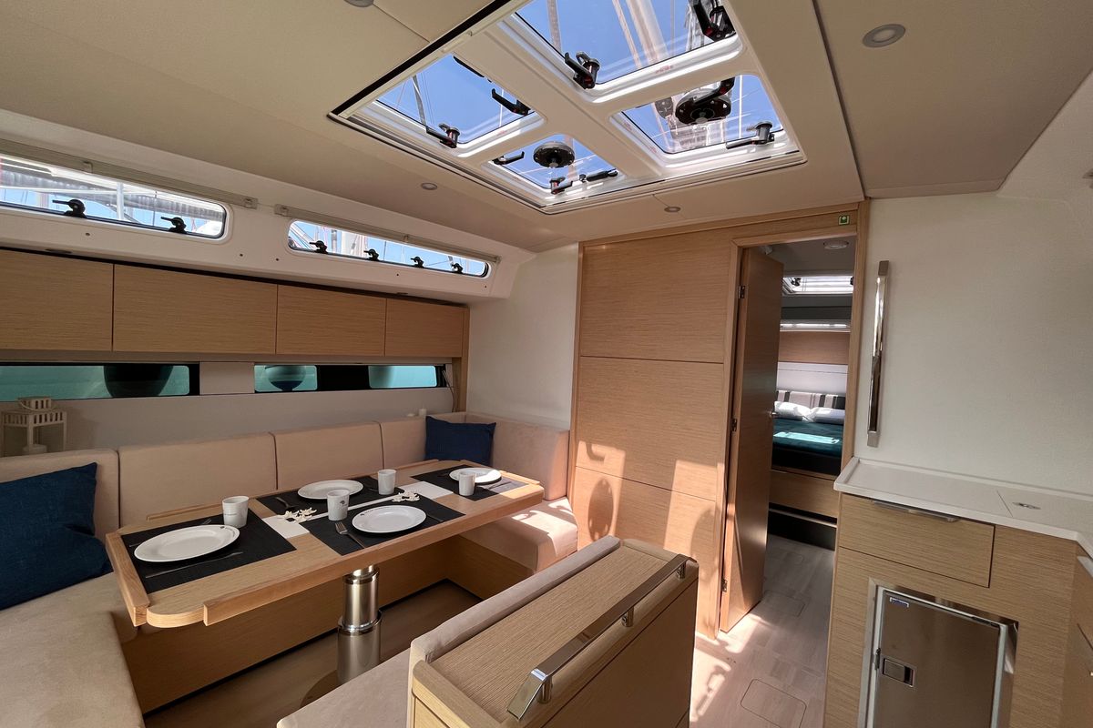 Salon of Time Off, a Hanse Yachts Hanse 460 sailboat at Rosignano Solvay, Italy