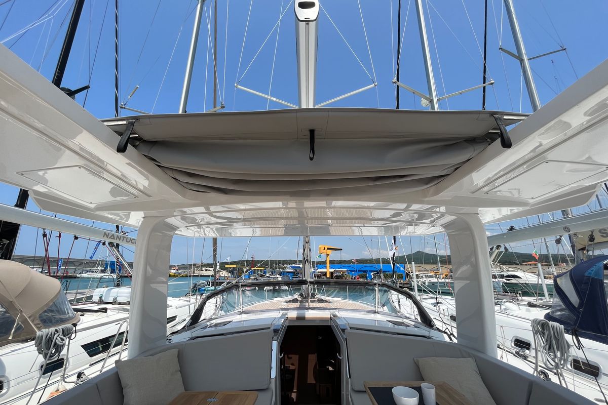 Deck of Time Off, a Hanse Yachts Hanse 460 sailboat at Rosignano Solvay, Italy