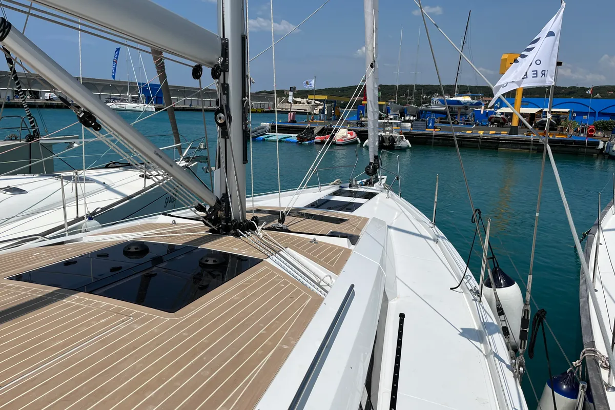 Deck of Time Off, a Hanse Yachts Hanse 460 sailboat at Rosignano Solvay, Italy