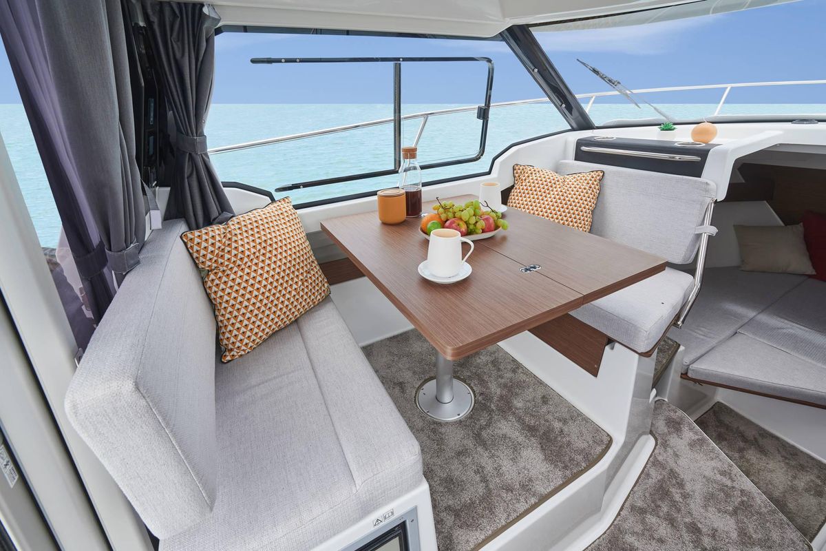 Salon of Merry Fisher, a Jeanneau Merry Fisher 795 motorboat at Grad Vodice, Croatia