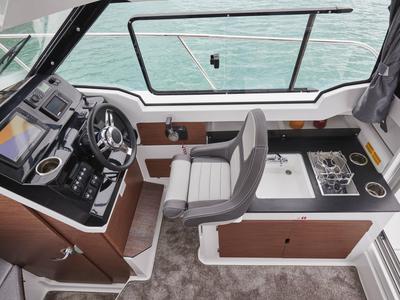 Cockpit of Merry Fisher, a Jeanneau Merry Fisher 795 motorboat at Grad Vodice, Croatia
