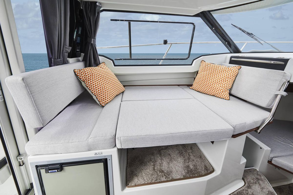 Salon of Merry Fisher, a Jeanneau Merry Fisher 795 motorboat at Grad Vodice, Croatia