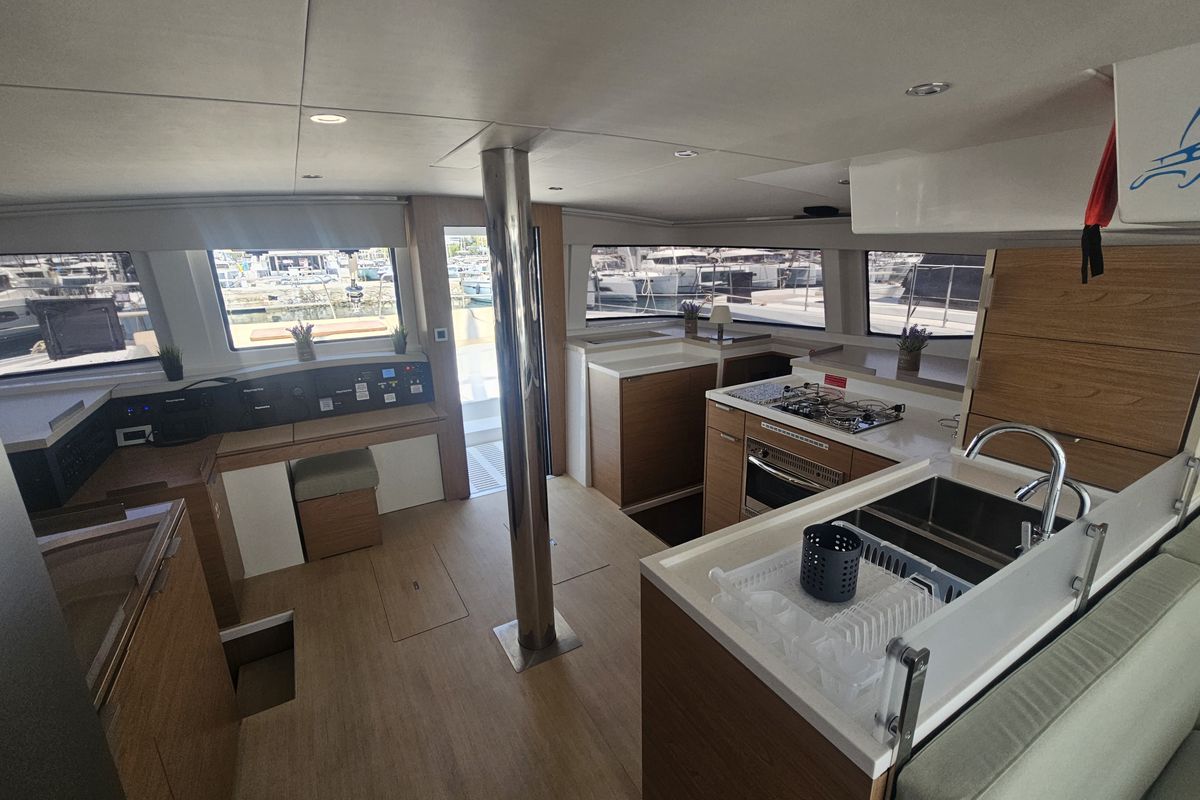 Salon of Destiny, a Bali 4.8 catamaran at Athens, Greece
