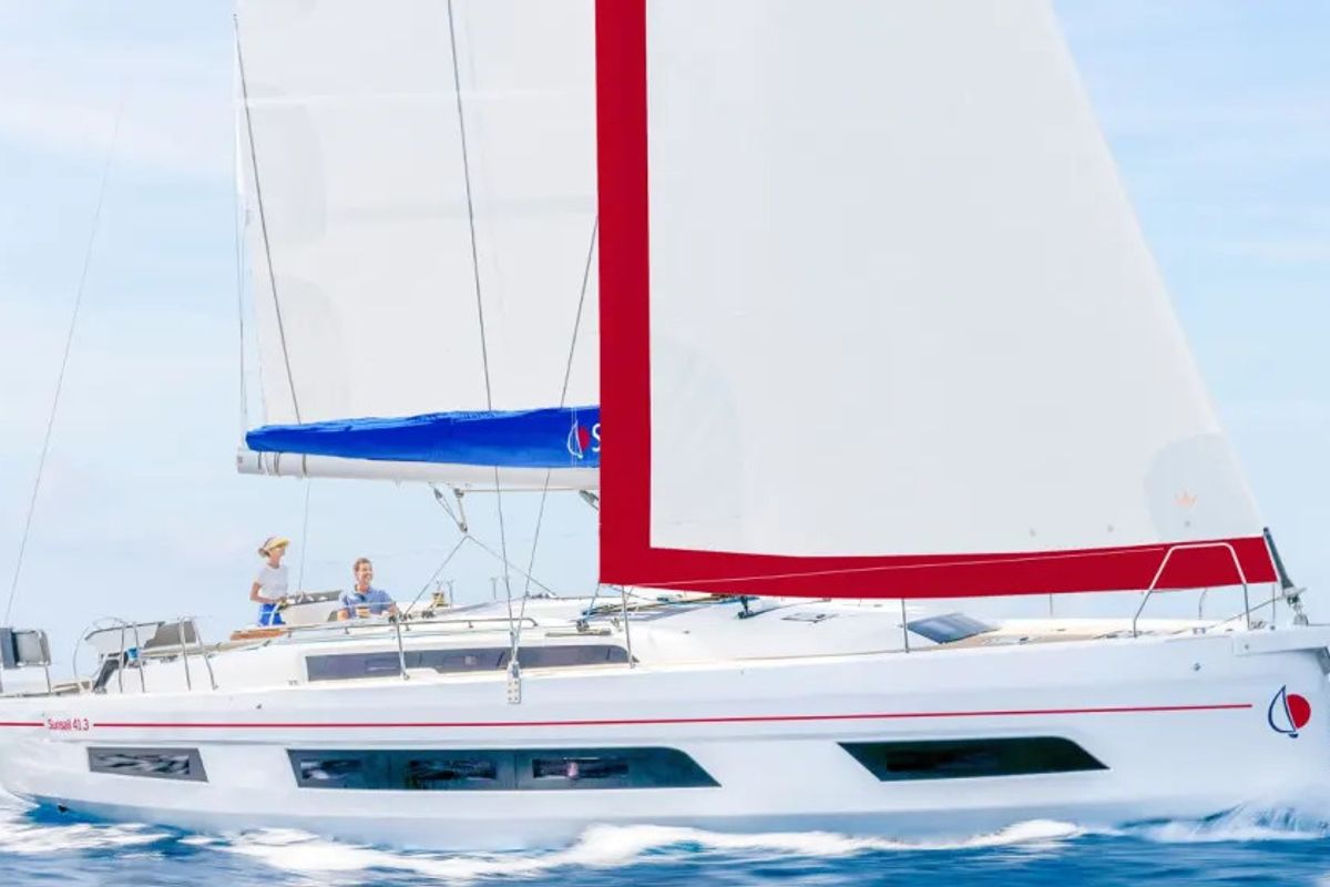 Exterior view of Sunsail 41.3 Premium, a Dufour 41 sailboat at Road Town, British Virgin Islands