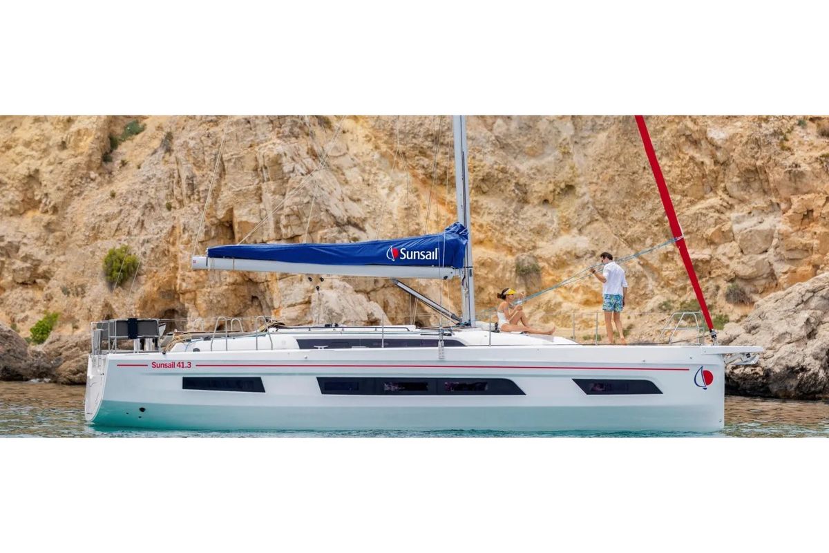 Exterior view of Sunsail 41.3 Premium, a Dufour 41 sailboat at Road Town, British Virgin Islands