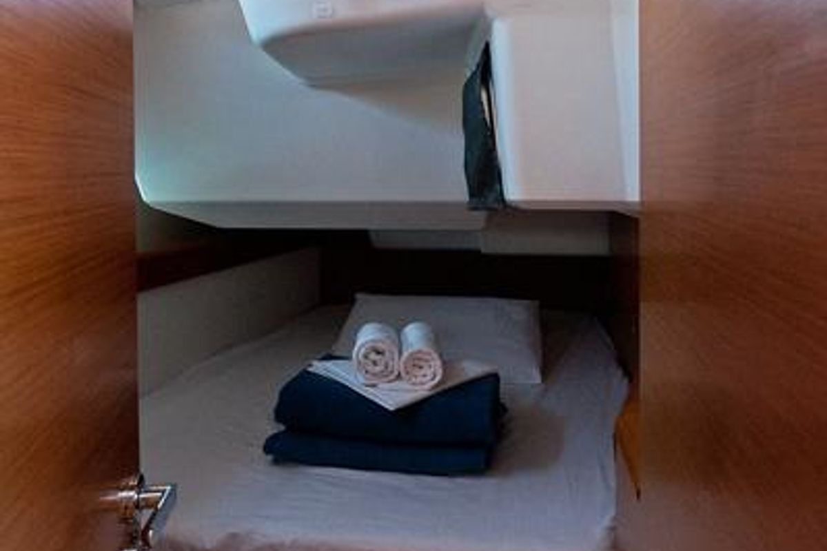 Cabin on South Kiss, a Jeanneau Sun Odyssey 469 sailboat at Split, Croatia