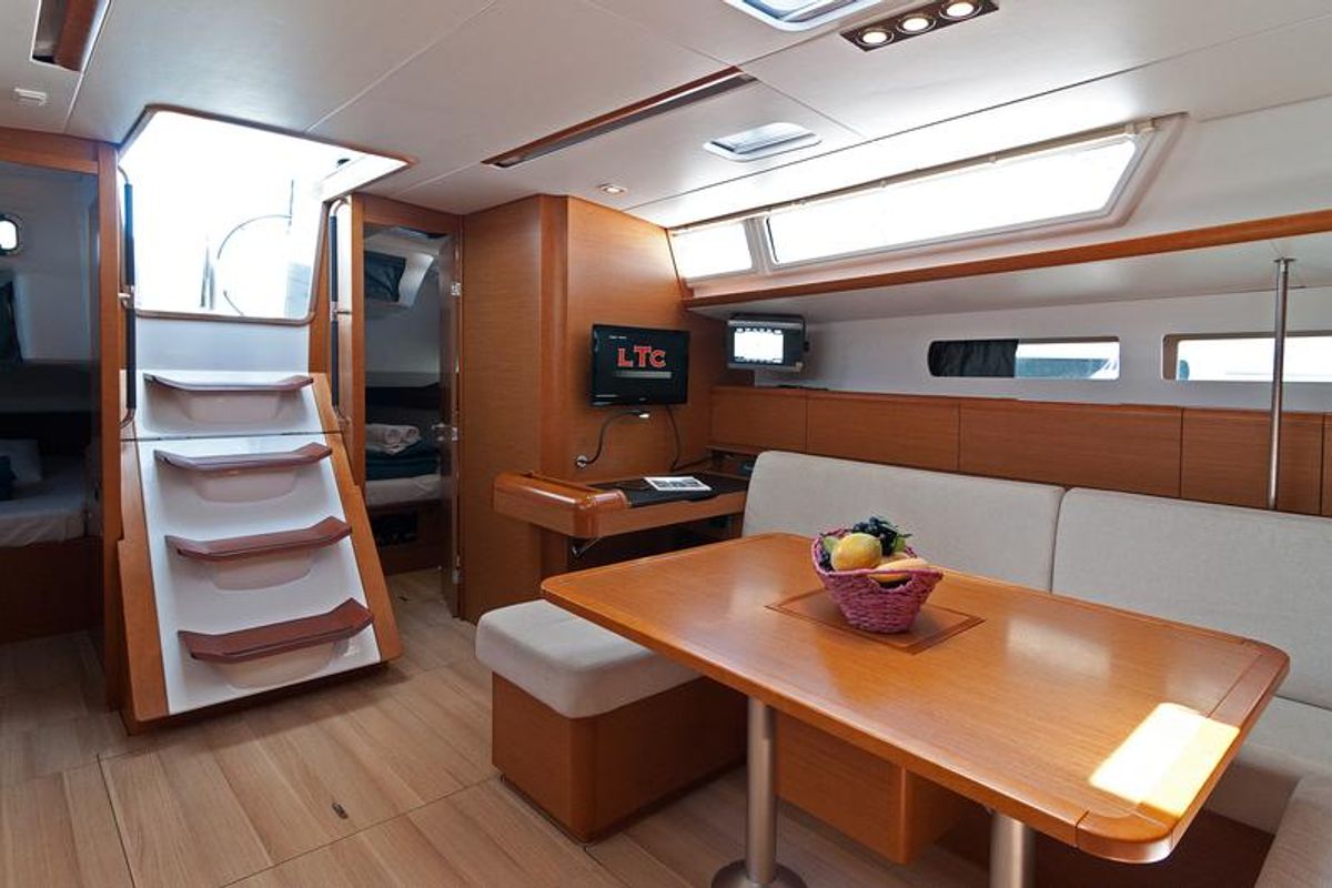 Salon of South Kiss, a Jeanneau Sun Odyssey 469 sailboat at Split, Croatia
