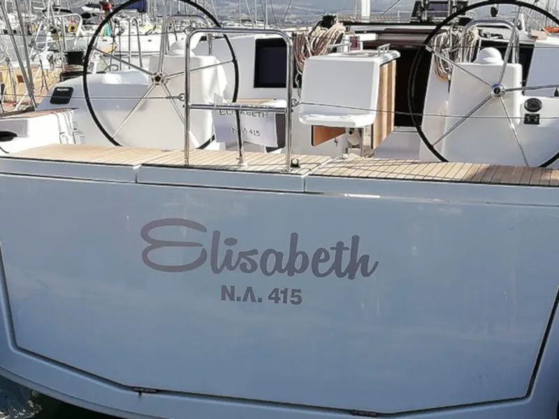 Cockpit of Elizabeth, a Dufour 460 Grand Large sailboat at Municipal Unit of Palairos, Greece