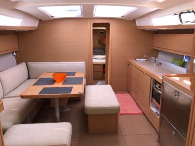 Salon of Elizabeth, a Dufour 460 Grand Large sailboat at Municipal Unit of Palairos, Greece