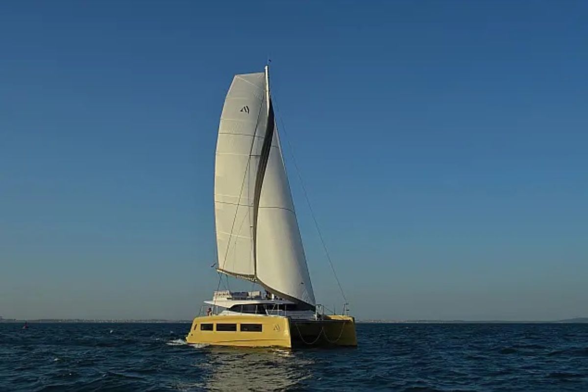 Exterior view of Cajha, a Aventura Catamarans Aventura 45 catamaran at Seget Donji, Croatia