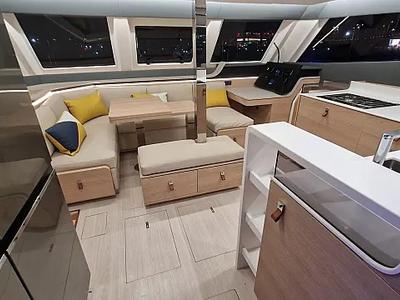 Salon of Cajha, a Aventura Catamarans Aventura 45 catamaran at Seget Donji, Croatia