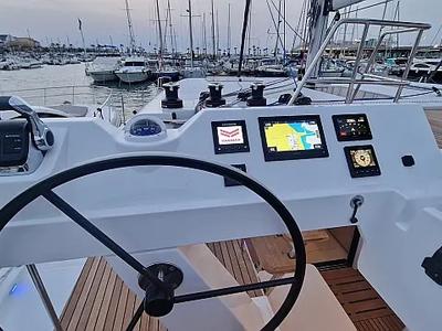 Cockpit of Cajha, a Aventura Catamarans Aventura 45 catamaran at Seget Donji, Croatia