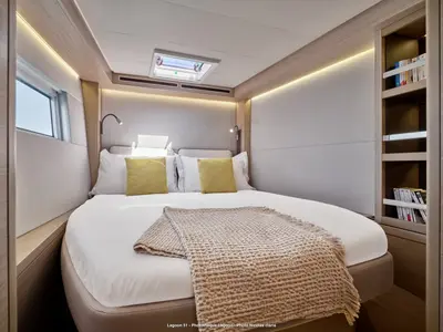 Cabin on Mythos, a Lagoon 51 catamaran at Lavreotiki Municipal Unit, Greece