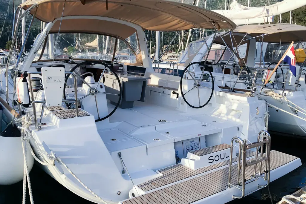 Deck of Soul, a Beneteau Oceanis 45 sailboat at Tivat, Montenegro