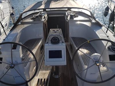 Cockpit of Theia, a Bavaria Cruiser 34 sailboat at Punat, Croatia
