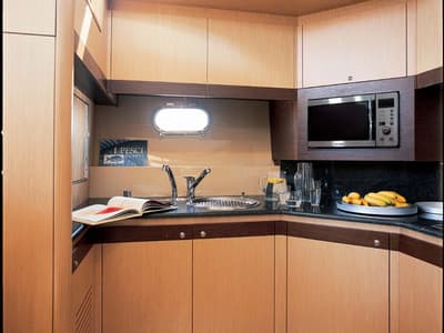 Galley of The Boat, a Ferretti 550 motorboat at Panaji, India
