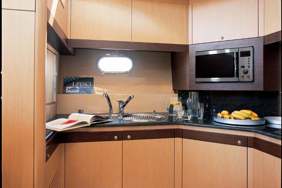 Galley of The Boat, a Ferretti 550 motorboat at Panaji, India