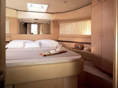 Cabin on The Boat, a Ferretti 550 motorboat at Panaji, India