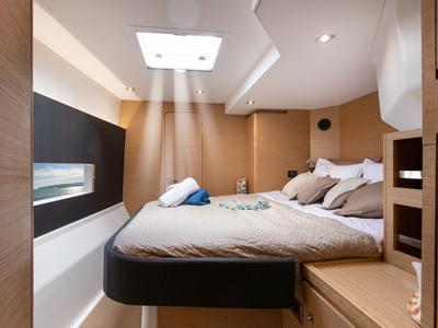 Cabin on Diva, a Dufour 48 Catamaran catamaran at Athens, Greece