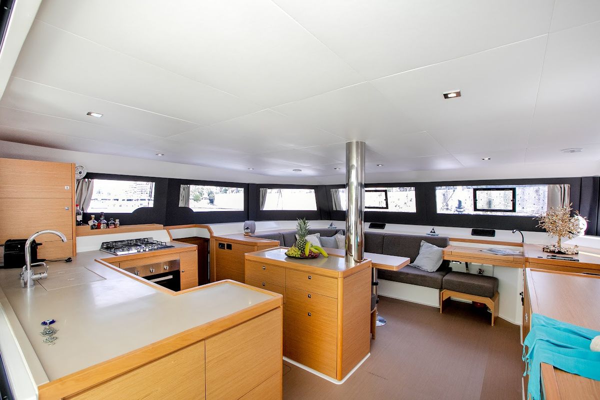 Galley of Diva, a Dufour 48 Catamaran catamaran at Athens, Greece