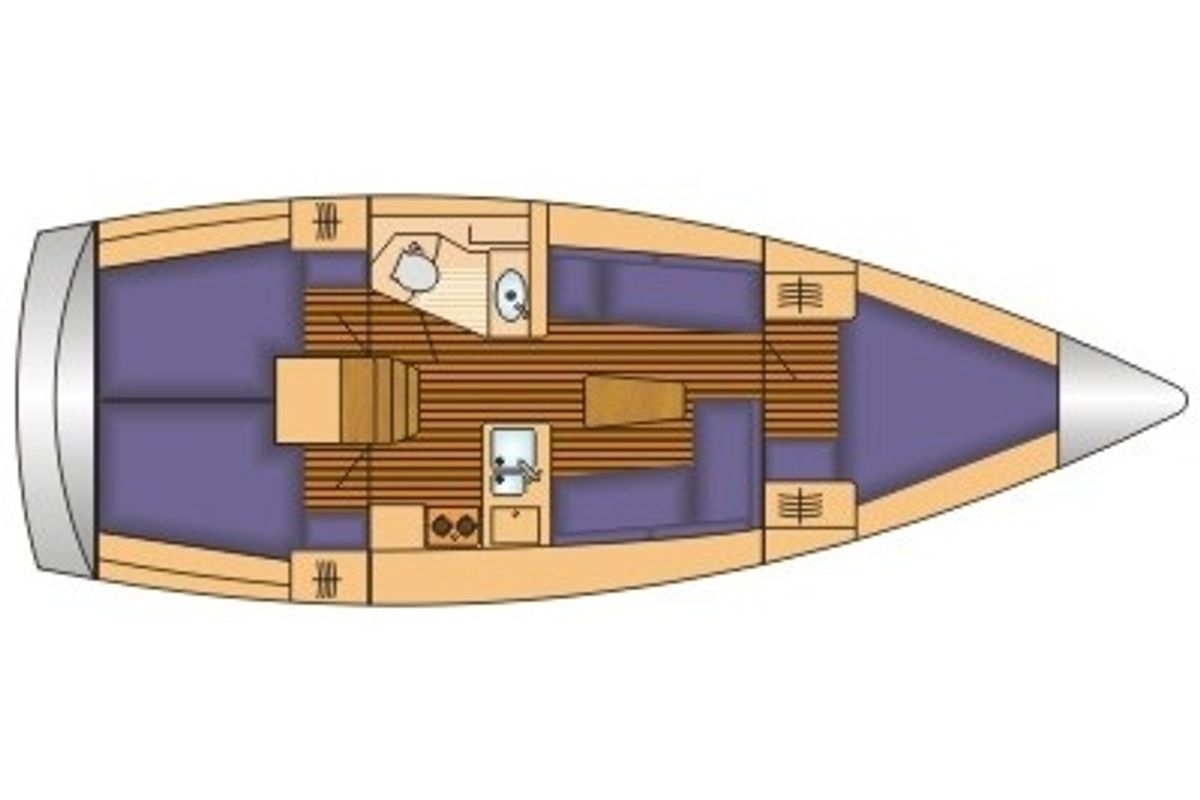 Floor plan of Simone, a Bavaria Cruiser 37 sailboat at Gothenburg, Sweden
