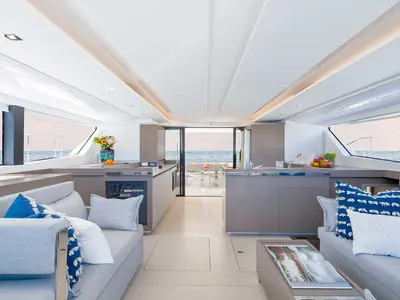 Salon of Moorings 464PC Exclusive Plus, a Leopard 46PC catamaran at Central Abaco, Bahamas
