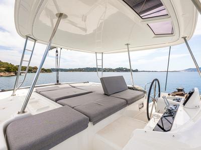 Cockpit of M&M, a Lagoon 46 catamaran at Municipal Unit of Kranidi, Greece