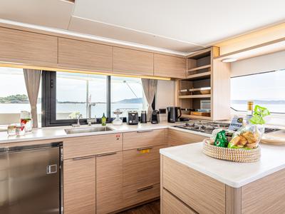 Galley of M&M, a Lagoon 46 catamaran at Municipal Unit of Kranidi, Greece