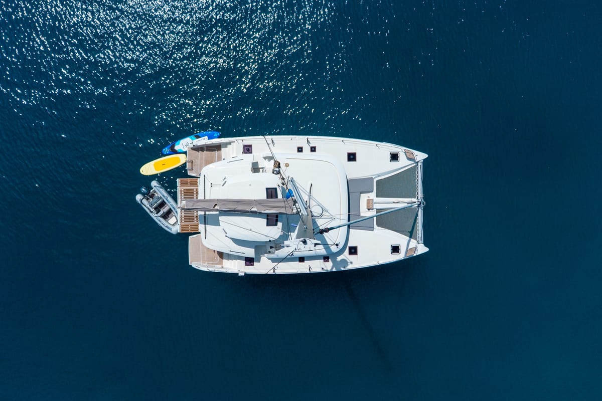Exterior view of M&M, a Lagoon 46 catamaran at Municipal Unit of Kranidi, Greece