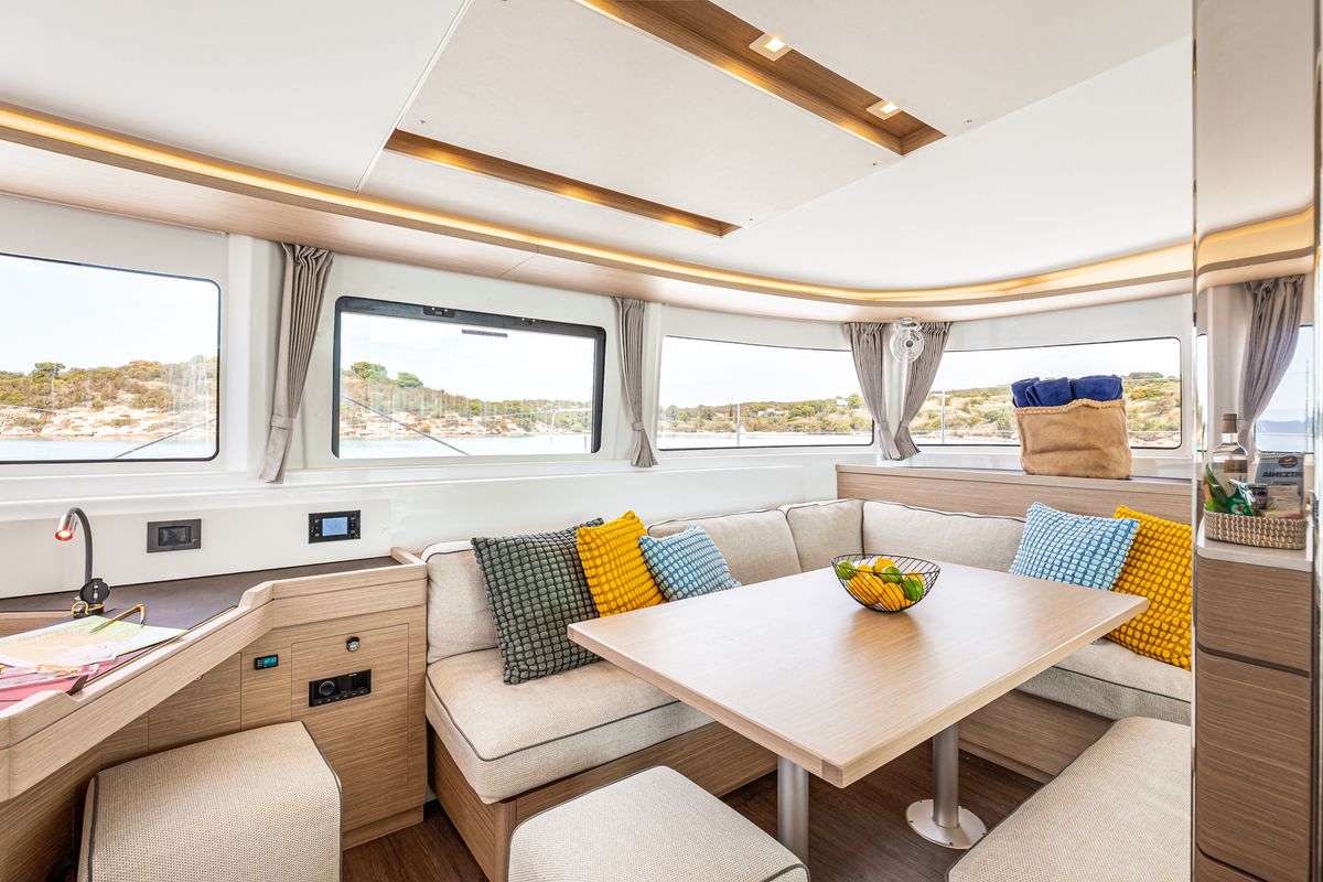 Salon of M&M, a Lagoon 46 catamaran at Municipal Unit of Kranidi, Greece