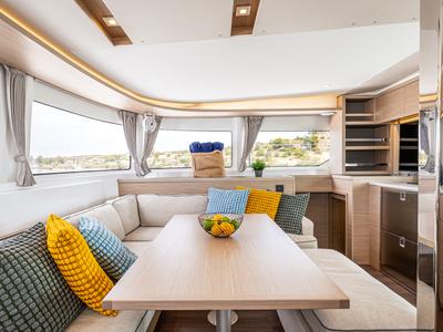 Salon of M&M, a Lagoon 46 catamaran at Municipal Unit of Kranidi, Greece