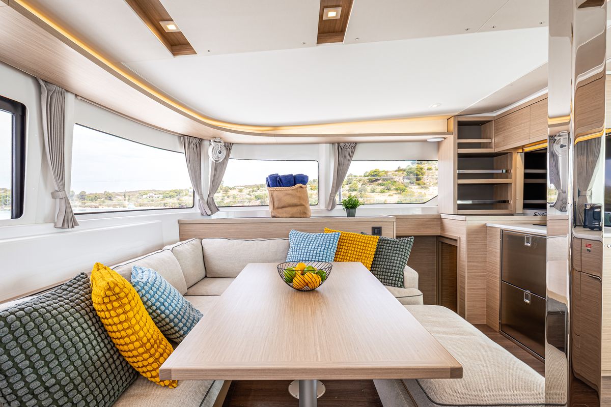 Salon of M&M, a Lagoon 46 catamaran at Municipal Unit of Kranidi, Greece