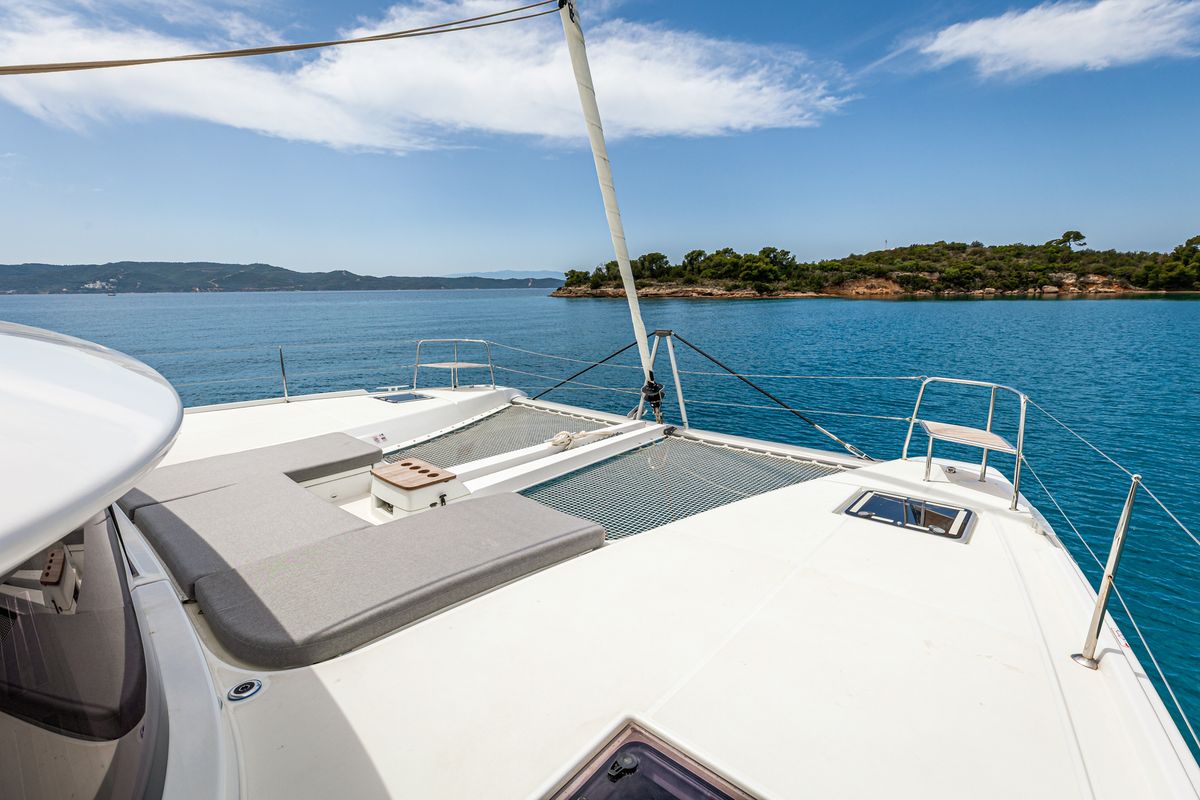 Deck of M&M, a Lagoon 46 catamaran at Municipal Unit of Kranidi, Greece