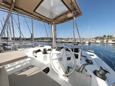 Cockpit of 4 Friends, a Bali Catspace catamaran at Grad Trogir, Croatia