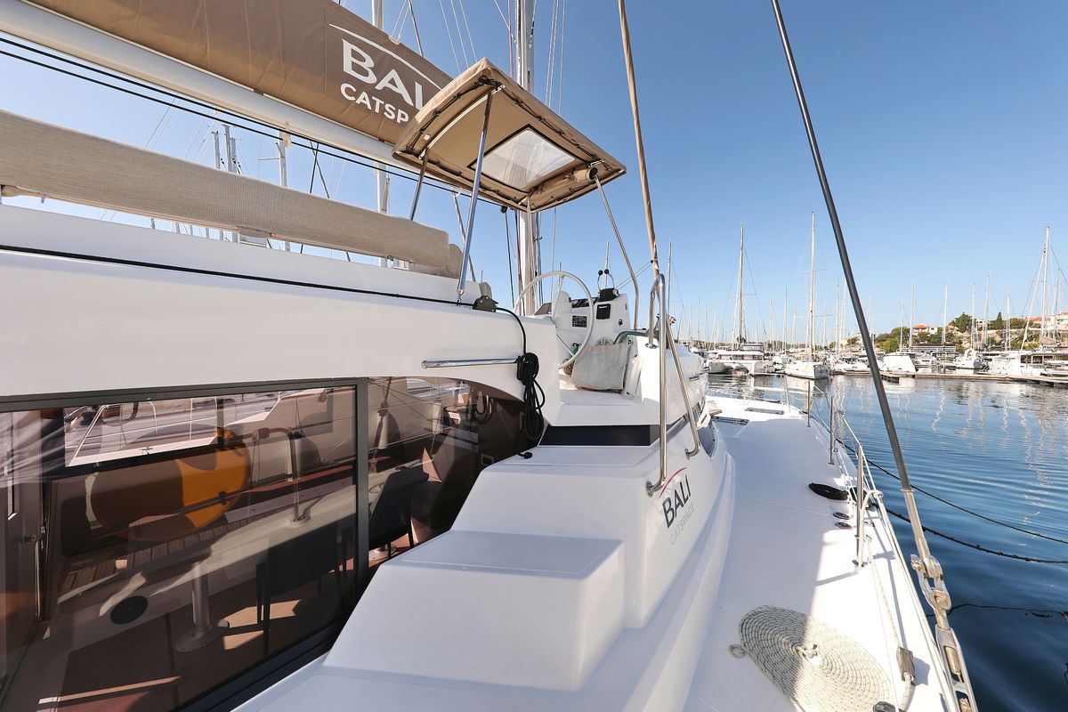 Deck of 4 Friends, a Bali Catspace catamaran at Grad Trogir, Croatia