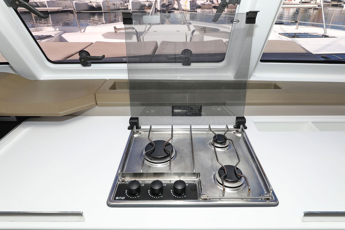 Galley of 4 Friends, a Bali Catspace catamaran at Grad Trogir, Croatia