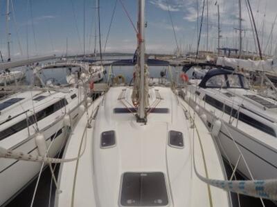 Deck of Alexandros I, a Bavaria 37 sailboat at Municipal Unit of Lefkada, Greece