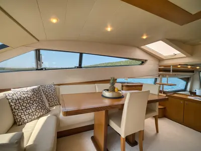 Salon of Dominique, a Ferretti 681 yacht at Zadar, Croatia
