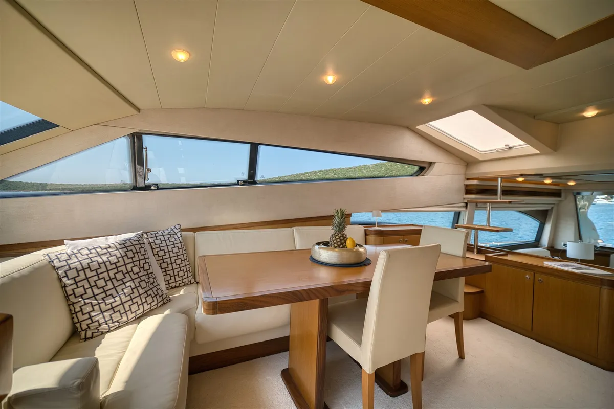 Salon of Dominique, a Ferretti 681 yacht at Zadar, Croatia