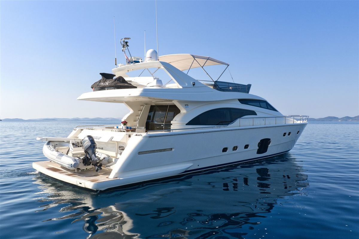 Exterior view of Dominique, a Ferretti 681 yacht at Zadar, Croatia